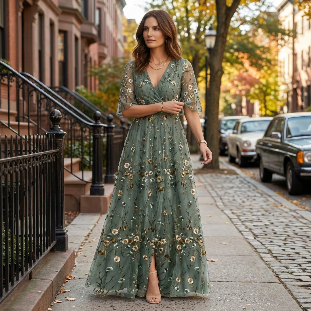 Florence – Elegant Floral Maxi Evening Dress-GLAMCOSY-XS-GLAMCOSY