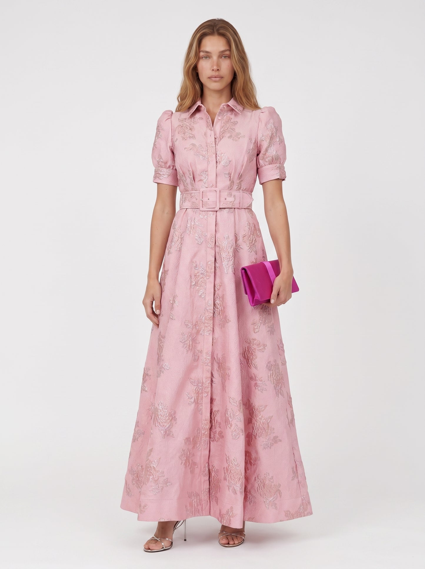 Vera | Elegant Floral Maxi Dress with Belted Waist — front