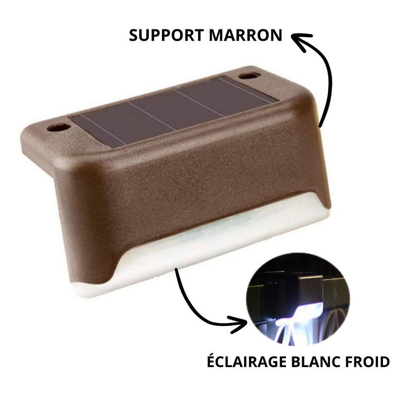 Le Support Marron de la Lampe LED d'extérieur à Energie Solaire SunGarden avec un éclairage blanc froid