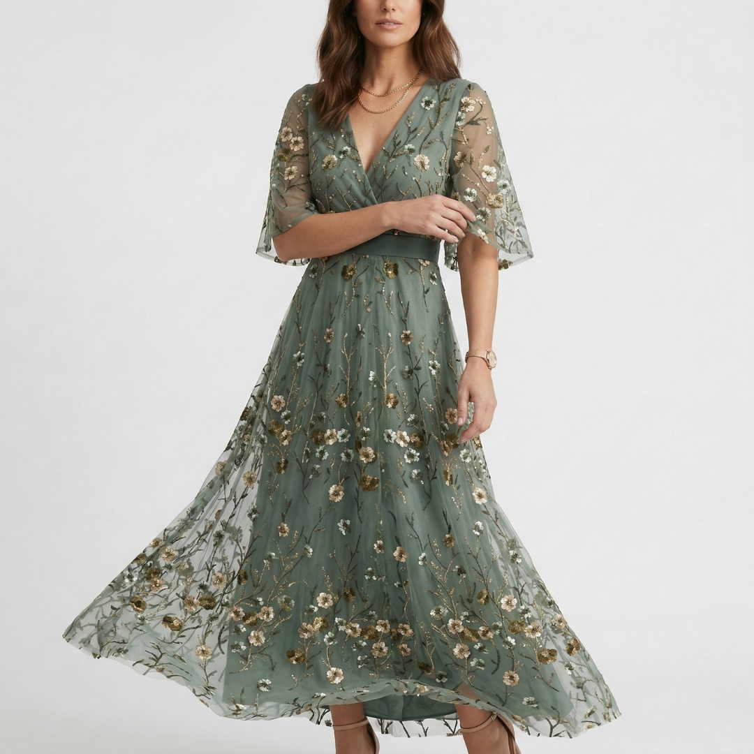 Florence – Elegant Floral Maxi Evening Dress-GLAMCOSY-XS-GLAMCOSY