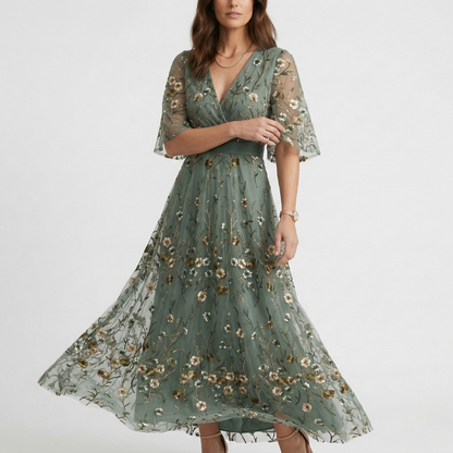 Florence – Elegant Floral Maxi Evening Dress-GLAMCOSY-XS-GLAMCOSY