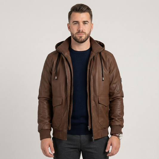 Garnier - Leather Jacket Versatile Style And Durable Comfort-GLAMCOSY-BROWN SEEDS-S-GLAMCOSY