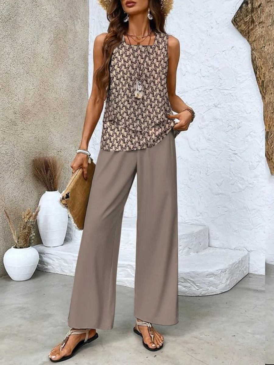 Jamie summer set elegant comfortable breathable-Twee stuks in de aanbieding-GLAMCOSY-Brown-S-GLAMCOSY