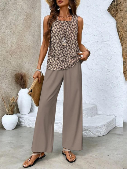 Jamie summer set elegant comfortable breathable-Twee stuks in de aanbieding-GLAMCOSY-Brown-S-GLAMCOSY