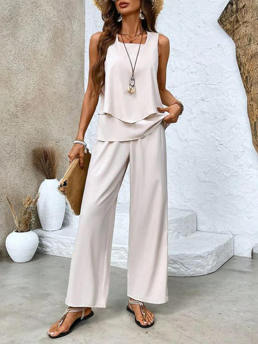 Jamie summer set elegant comfortable breathable-Twee stuks in de aanbieding-GLAMCOSY-Cream (Almost sold out)-S-GLAMCOSY