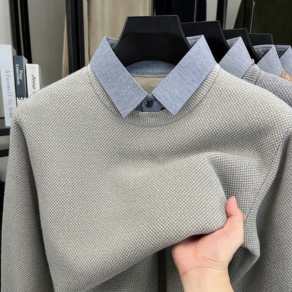 Jens - Layered Sweater For Stylish Comfort-Tops-GLAMCOSY-Khaki-M-GLAMCOSY