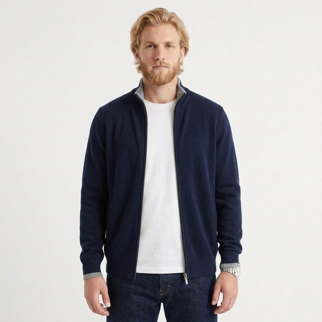 Rossi Roma - Knitted Jacket For Daily Elegance-Men's Jackets-GLAMCOSY-Blue-M-GLAMCOSY