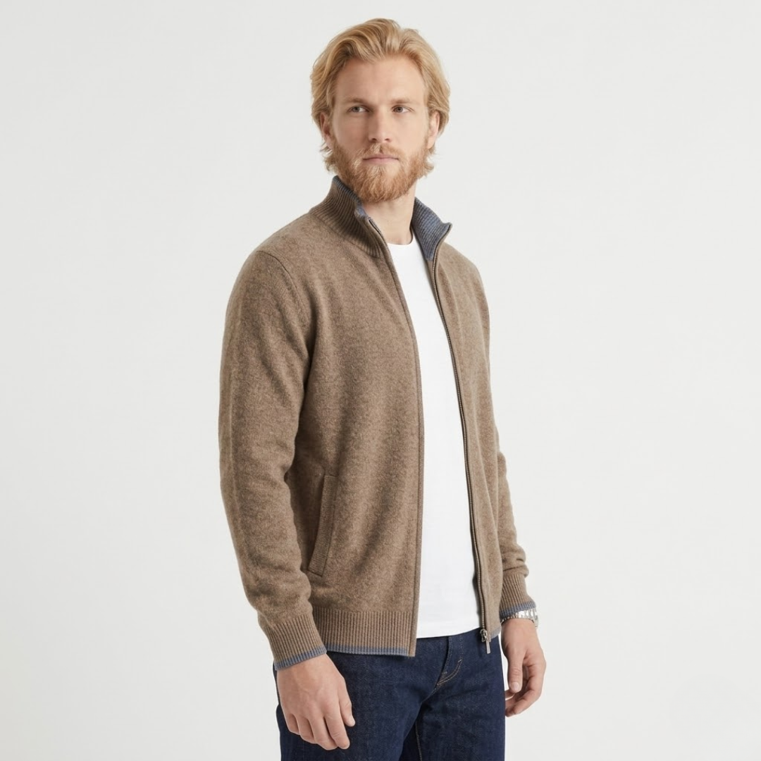 Rossi Roma - Knitted Jacket For Daily Elegance-Men's Jackets-GLAMCOSY-Camel-M-GLAMCOSY