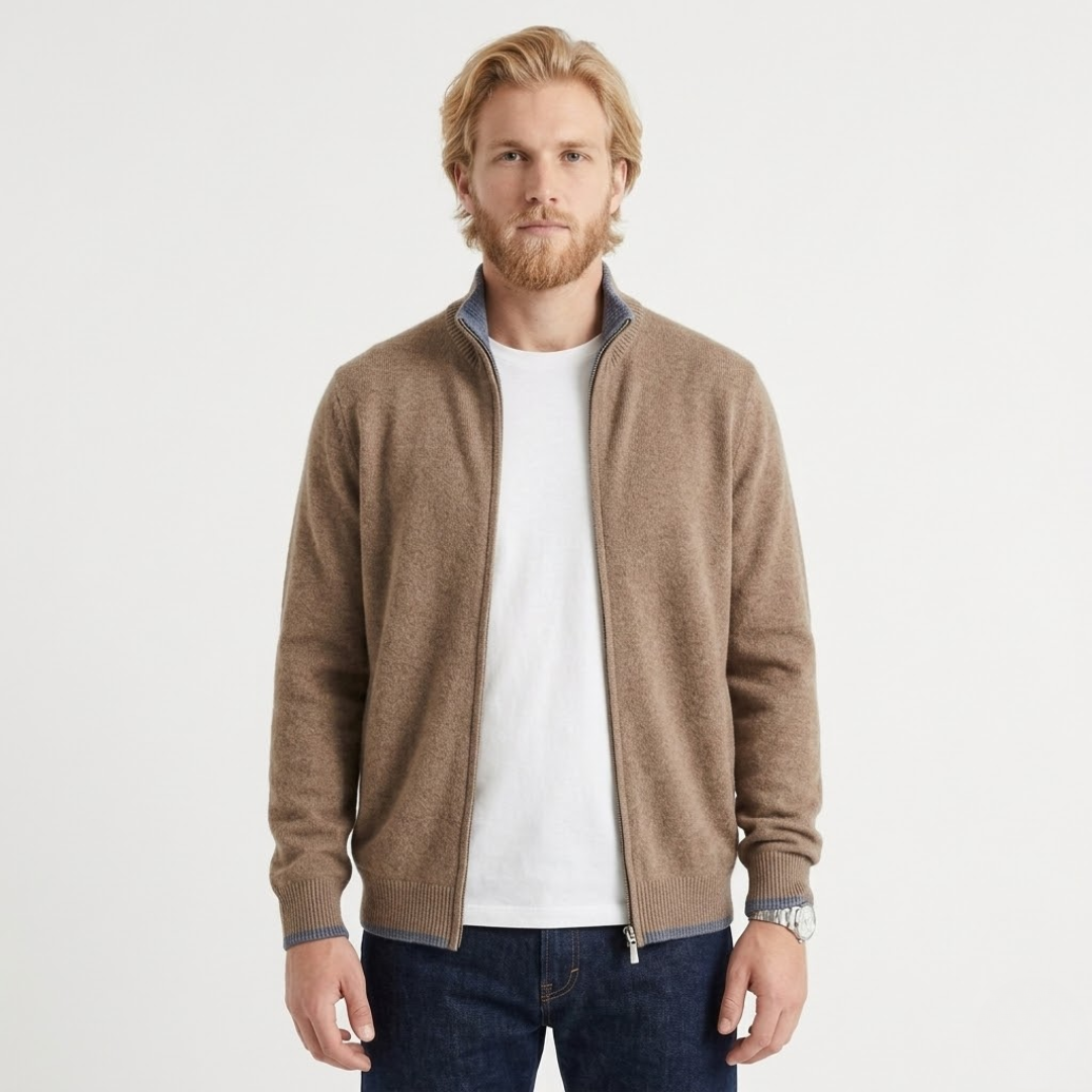 Rossi Roma - Knitted Jacket For Daily Elegance-Men's Jackets-GLAMCOSY-Camel-M-GLAMCOSY