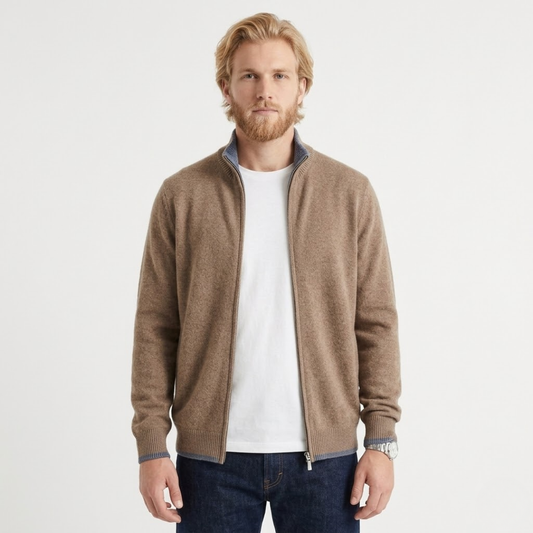 Rossi Roma - Knitted Jacket For Daily Elegance-Men's Jackets-GLAMCOSY-Camel-M-GLAMCOSY