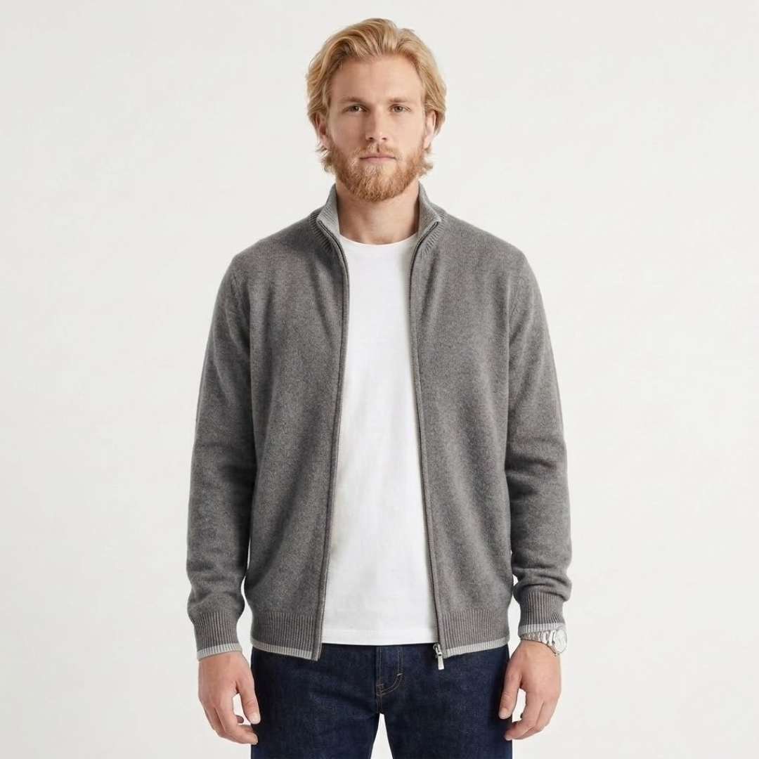 Rossi Roma - Knitted Jacket For Daily Elegance-Men's Jackets-GLAMCOSY-Gray-M-GLAMCOSY