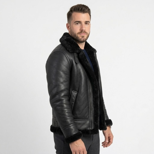 Shear - Prestige Sheepskin Jacket For Sustainable Luxury-GLAMCOSY-Black-S-GLAMCOSY