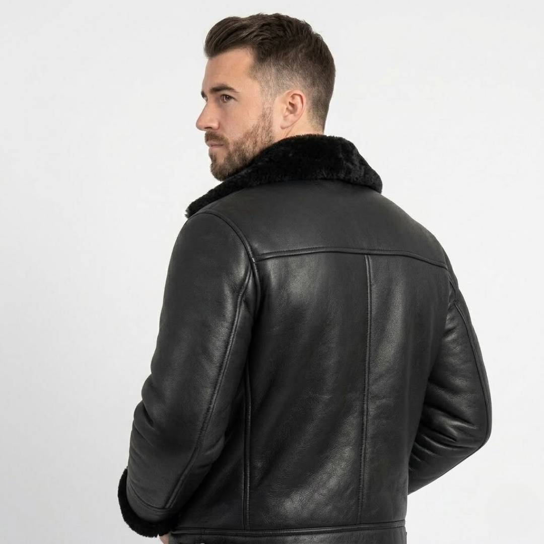 Shear - Prestige Sheepskin Jacket For Sustainable Luxury-GLAMCOSY-Black-S-GLAMCOSY