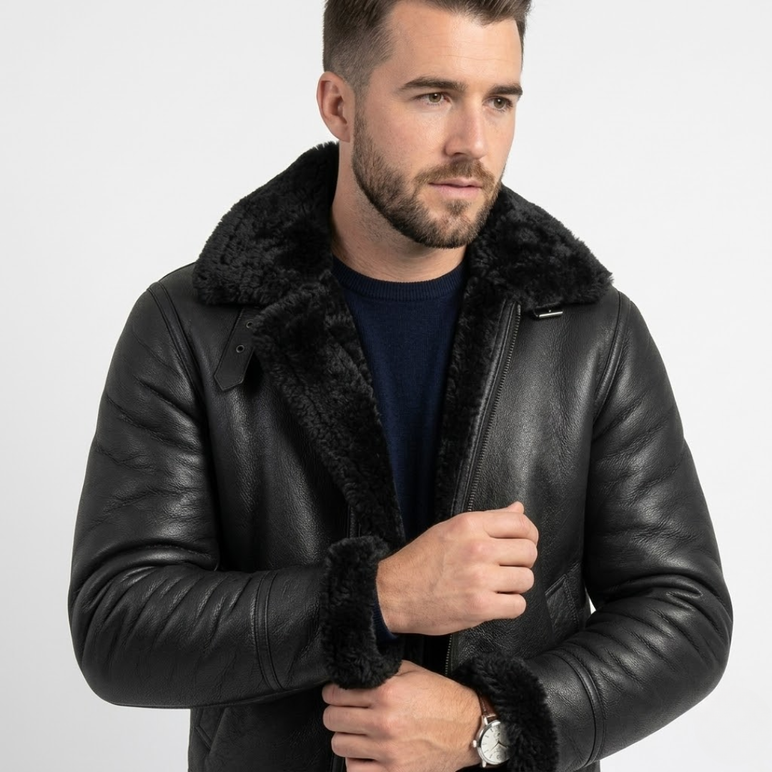 Shear - Prestige Sheepskin Jacket For Sustainable Luxury-GLAMCOSY-Black-S-GLAMCOSY