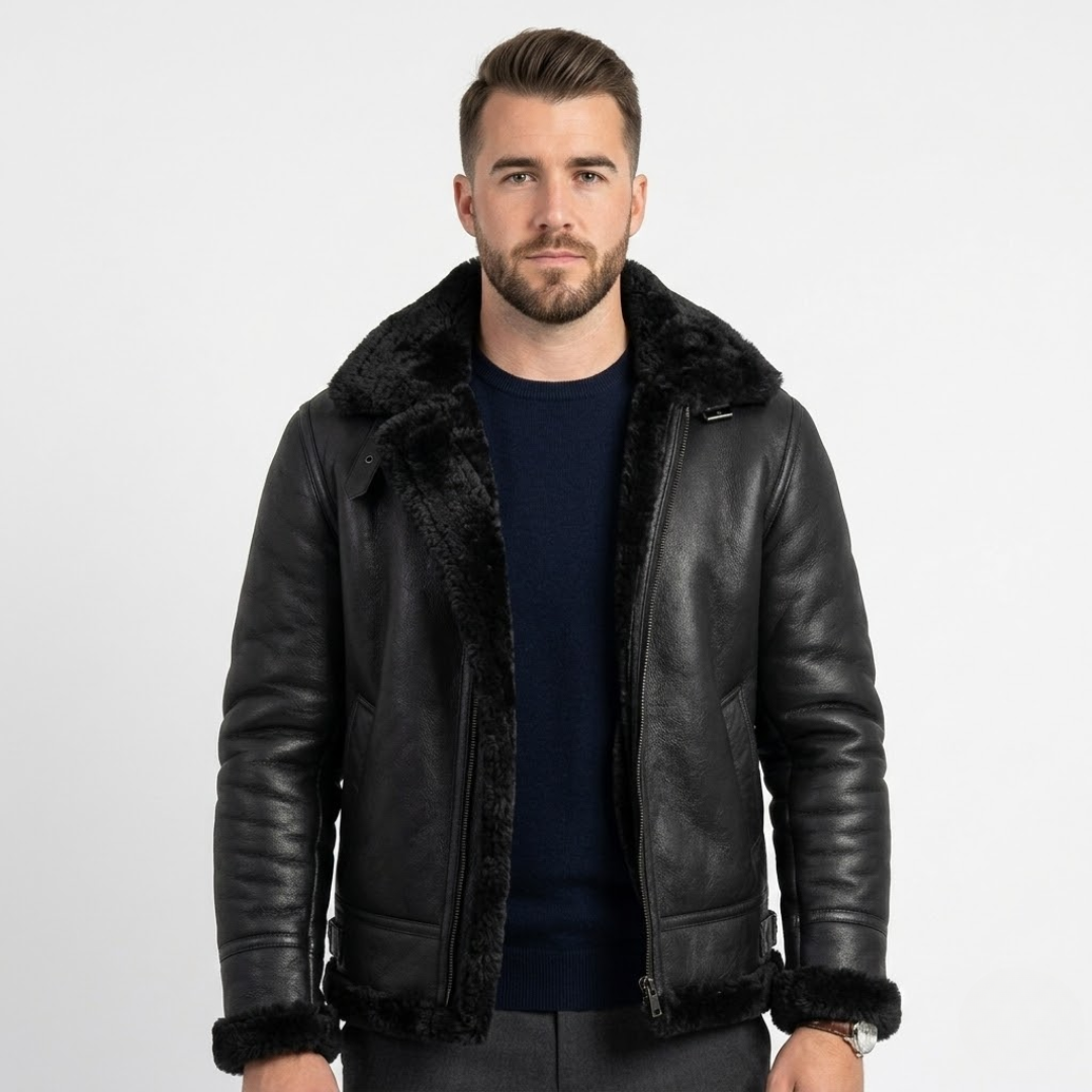 Shear - Prestige Sheepskin Jacket For Sustainable Luxury-GLAMCOSY-Black-S-GLAMCOSY