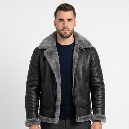 Shear - Prestige Sheepskin Jacket For Sustainable Luxury-GLAMCOSY-Gray-S-GLAMCOSY