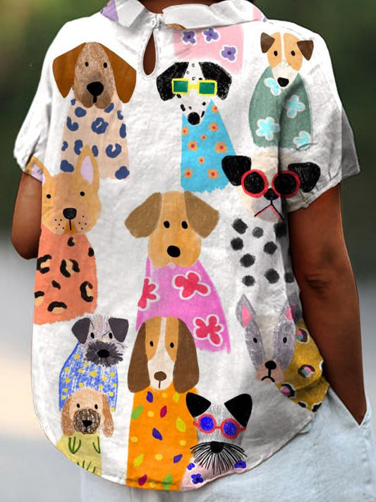 Tilly Dog Print Shirt Comfortable Stylish Design-GLAMCOSY-Multicolor-S-GLAMCOSY