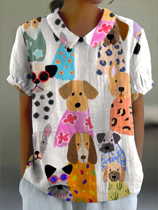 Tilly Dog Print Shirt Comfortable Stylish Design-GLAMCOSY-Multicolor-S-GLAMCOSY