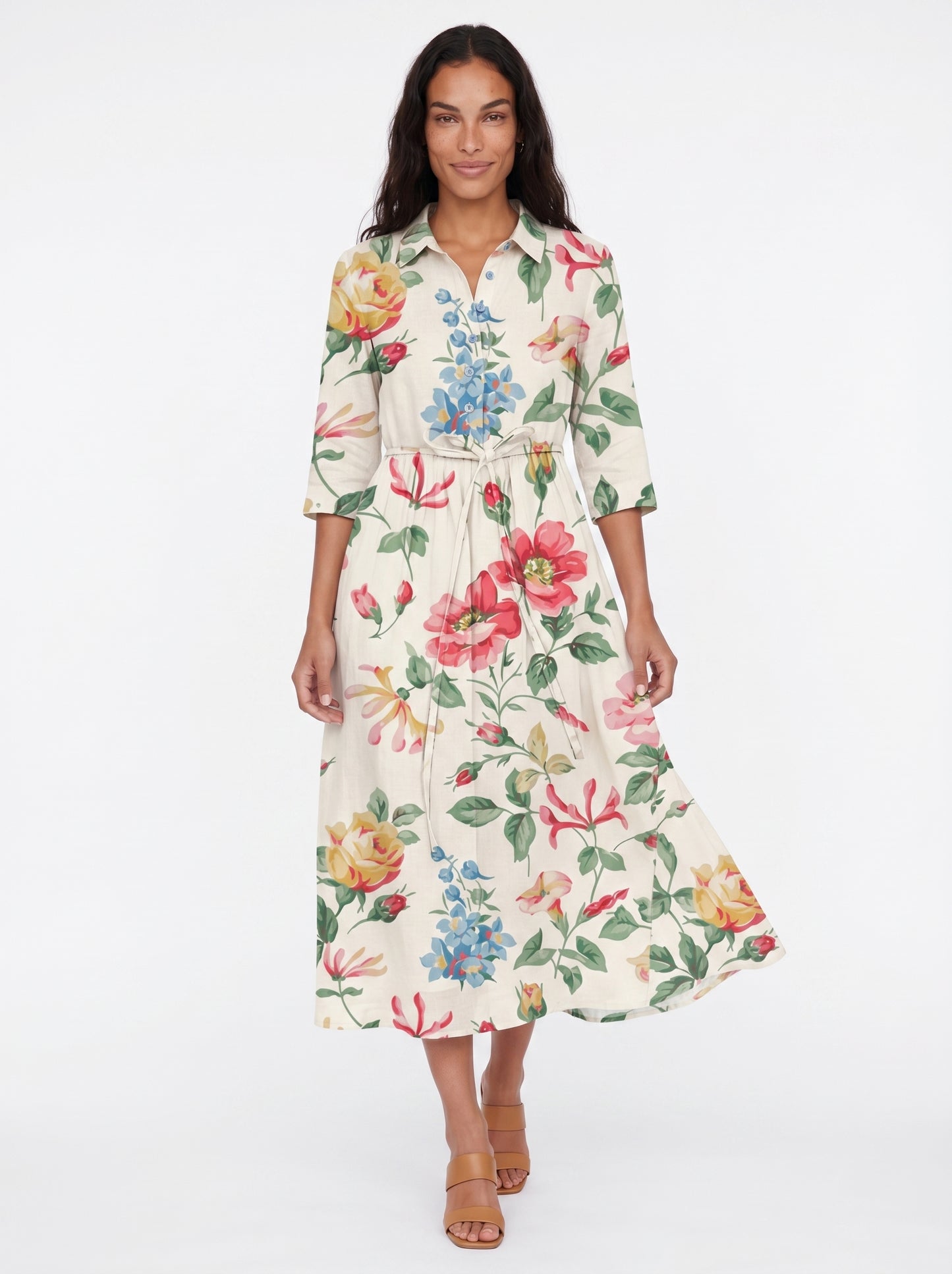 Clara | Charming Floral Maxi Dress with Tie Waist — front