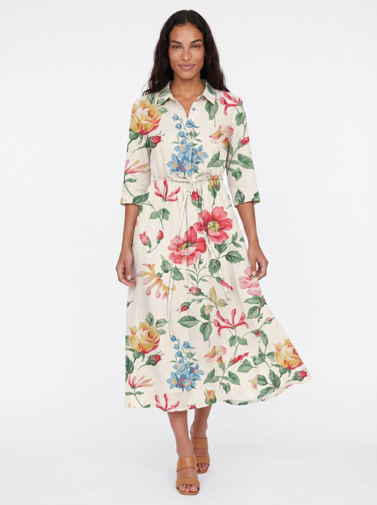 Clara | Charming Floral Maxi Dress with Tie Waist — front