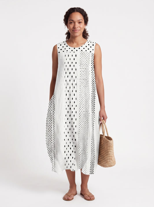 Lea | Effortless Polka Dot Maxi Sundress with Side Pockets — front