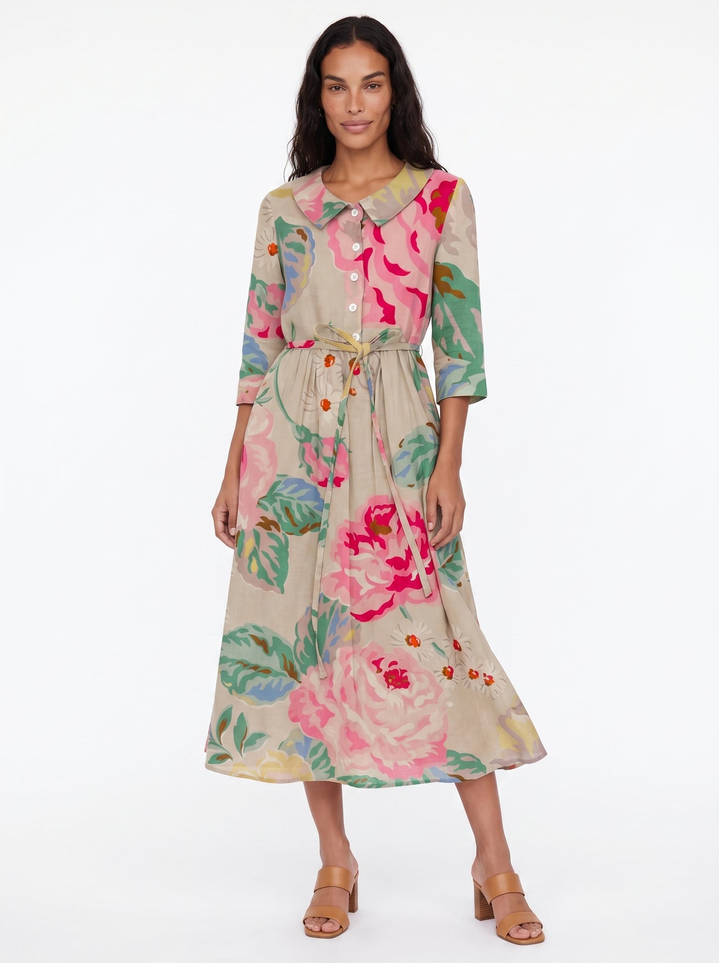 Sofia | Charming Floral Maxi Dress with Drawstring Waist — front