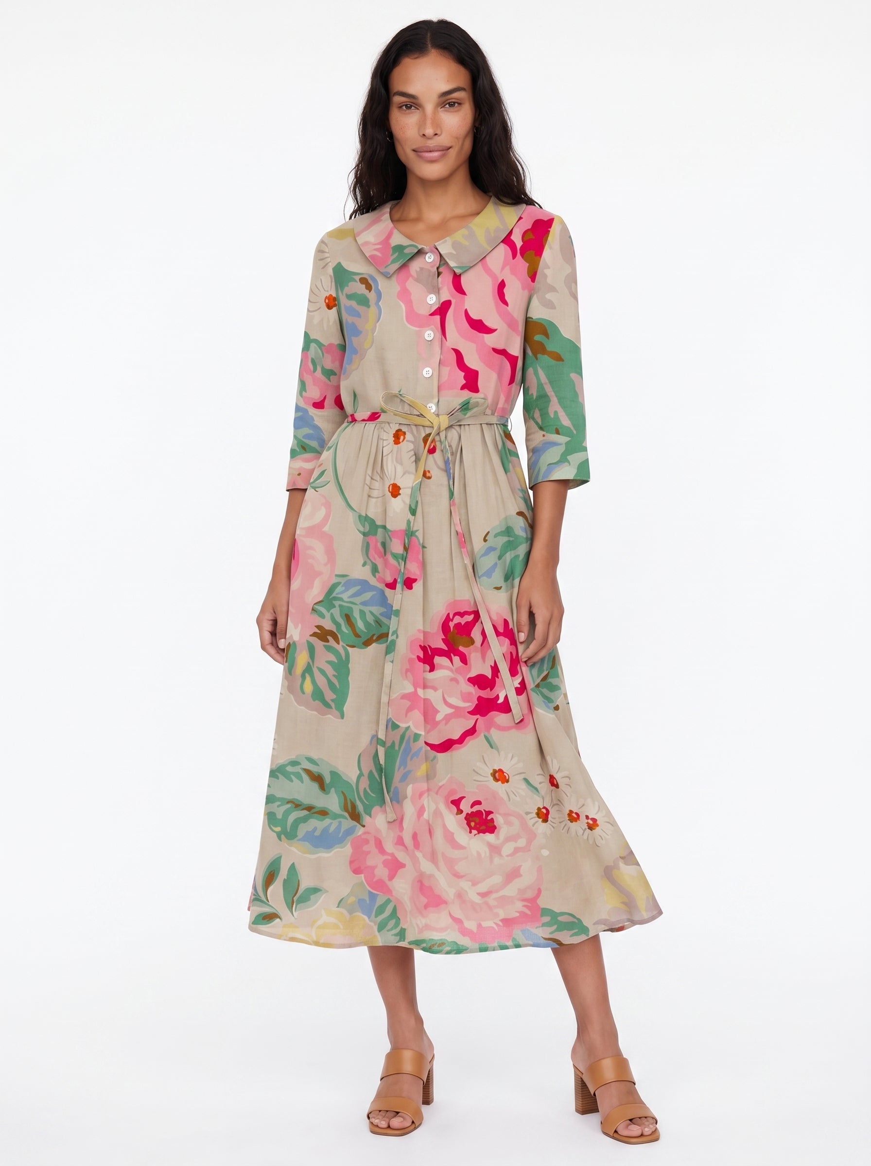 Sofia | Charming Floral Maxi Dress with Drawstring Waist — front