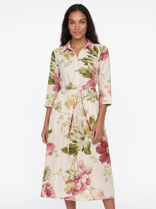 Stella | Floral Maxi Dress with Tie Waist — front