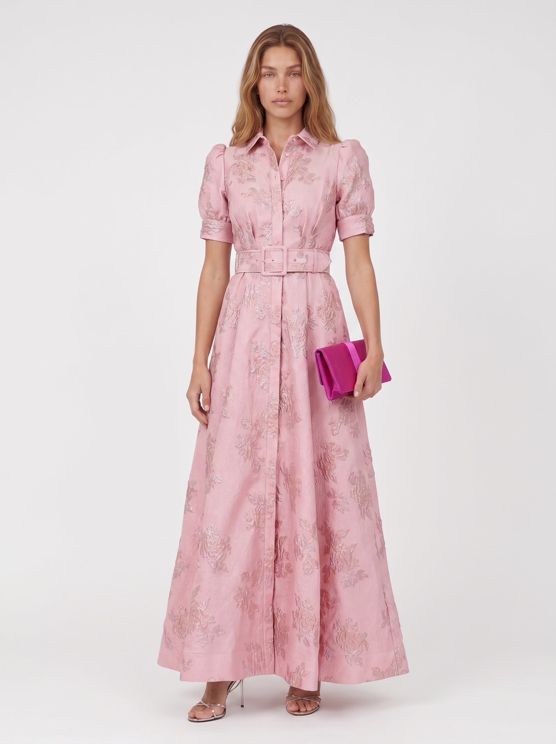 Vera | Elegant Floral Maxi Dress with Belted Waist — front