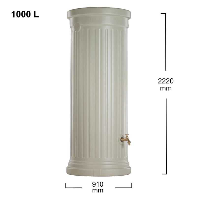 Recuperateur eau de pluie Colonne romaine 330 L / 500 L / 1000 L avec robinet et collecteur - Garantia - Glam & Cosy