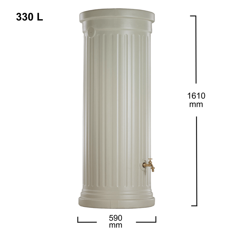 Recuperateur eau de pluie Colonne romaine 330 L / 500 L / 1000 L avec robinet et collecteur - Garantia - Glam & Cosy